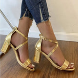 Silver High Heels Sandals Women Fashion Cross Strap Gladiator Sandalias Woman Summer 2023 Ankle Buckle Cover Heel