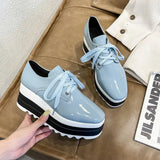 Breakj New Women Flat Platform Shoes Slip on Moccains Ladies Casual Shoes Woman Thick Sole Brogue Creepers Frenulum
