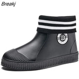 Men Rain Boots Rubber Shoes Waterproof Women Work Booties Winter Plus Cotton Slip on Unisex Ankle Boots Bottes De