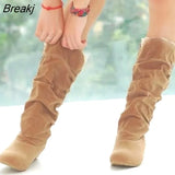 Autumn Boots Elegant Women Female Round Toe Mid-calf Sweet Princess Party Boot Stylish Flat Flock Snow Shoes Winter