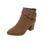 Ankle Boots Winter Shoes For Women Flat Heel Zipper Boots-Women Round Toe Low 2024 Rubber Over-the-Knee Ladies Autumn PU