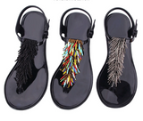 Women's Shoes Flip-flops Sandals for Woman Black Footwear Plastic with Low Heels Summer 2023 Crystal Pvc Wholesale Luxury Sale