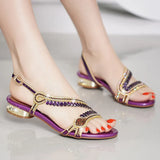 Women's Diamond Sandals 2024 New Bohemian Bohemian Diamond-Encrusted Fashion Fairy Style Flat Shoes Roman