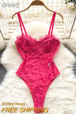 Lace Bodysuit Women Fashion See Through Mesh Jumpsuit 2023 Summer Adjustable Spaghetti Strap Sleeveless Hollow Out Body