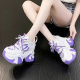 Pink Chunky Platform Sneakers for Women Spring Autumn Fashion Thick Botom Dad Shoes Woman Hidden Heels Sports