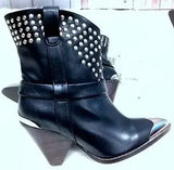 Pointed Toe Thigh High Boots for Women Sexy Rivet Stud Slip On Women's High Boots Tassel Decor Spike High Heel Botas