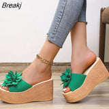 Heels Summer Beach Platform Women Wedge Slippers Appliques Butterfly-knot Female Sandals Clog Shoes Slides