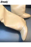 Design Shark Lock Women Boots Sexy Slip-on Knee High Boots For Woman Motorcycle Botas Mujer Genuine Leather Wedge