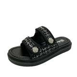 Sandals Summer New Flat British Wind Embroidery Thick-soled Casual Casual Roman Fragrance Designer Shoes
