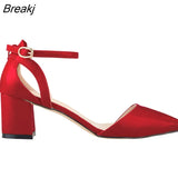 Women Sandals 5cm Single Work OL Thick Hight Heels Pointed Toe Sandal Sexy All-match Casual Party Wedding