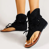 2023 Summer Fashionable Outdoor Sandals Boot For Women Faux Suede Tassel Decor Fashion Ankle Boot Walking Comfy