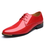 mens patent leather shoes men dress shoes lace up Pointed toe wedding Business party 5 colors big size