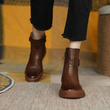 New Women's Boots Autumn Retro Brown Ladies British Style Flat Casual Ankle Boots Botas Mujer Female Platform Short