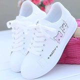 New Arrival Fashion Lace-up Women Sneakers Women Casual Shoes Printed summer Women Pu Shoes Cute Cat