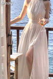 Elegant Even Party Dress Office Lady Fairy Sleeveless Midi Dress 2023 Summer Solid Turtleneck One Piece Dress Korea