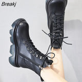 Genuine Leather Zip Ankle Boots Women Shoes Leisure Round Toe 2022 New Autumn Winter Sewing Handmade Platform