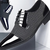Leather Men's Dress Shoes Slip on Mens Casual Oxford Shoe Brand Moccasin Glitter Male Footwear Pointed Toe Shoes for