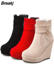 Women Boots High Heels Female Shoes Boots-Women Luxury Designer Crystal Stiletto Rubber Ladies 2023 Fashion Wedge