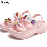 Sandals for Women 2023 Korean Wedge Platform High Heels Ladies Shoes Outdoor Beach Peep Toe Non-slip Sandalias De