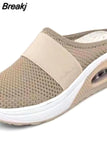 Cushion Slip-On Women Walking Shoes Orthopedic Diabetic Ladies Platform Mules Mesh Lightweight Slippers Wedge Female