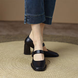 Fashion Spring Autumn Pumps Women High Heels Shoes Chunky Heels Buckle Loafers Platform Black Brown Retro Heels Women