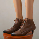 2023 New Brand Office Ladies Thin Heels Women Shoes Casual Lace-Up Ankle Boots Woman Shoes Big Size