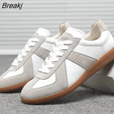 Men Casual Shoes Soft Leather German Cow Suede Designer Flats Breathable Lace-Up Loafers Sneakers Fashion Elegant White