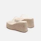 Transparency Slippers Women Leisure Wedges Shoes Peep Toe Platform Women Slippers Concise Ladies Thick Bottom Mules