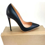 Solid Black Matte Women Pointed Toe Slip On High Heels Elegant Ladies Chic Stiletto Pumps OL Fashion Dress