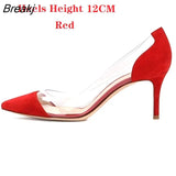 Clear PVC Transparent Thin Heel Pumps Slip-On 5CM High Heels Point Toes Women Party Nightclub Shoes Black Size
