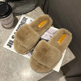 Breakj Slippers Women Wear Autumn And Winter Indoor Drag Flat Cotton Slippers 2024 New Plush Anti-Slip Home