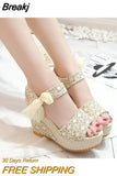 Lace Leisure Women Wedges Heeled Women Shoes 2023 Summer Sandals Party Platform High Heels Shoes
