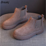 Women's British Style Boots 2023 New Frosted Leather Medium Boots European and American Medium Heel Fashionable Women's