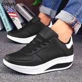 Women Sneakers 2023 Breathable Waterproof Wedges Platform Vulcanize Shoes Woman Spring Luxury Leather Casual Tennis Feminino