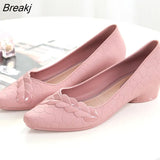 Women Pumps Low Heel Waterproof Rubber Shoes Slip on Antiskid Soild Shallow Slip-on Female Footwear Zapatillas Mujer
