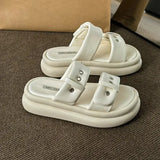 Shoes Woman 2024 Slippers Flat Platform Pantofle Luxury Slides New Rubber Designer Fashion PU Female Shoes Womens Slippers