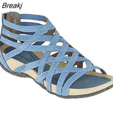 Women Sandals Round Toe Hollow wedges Sandals Casual Closed Toe Flat Rome Sandals plus size Leopard