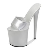 Slippers Women Shoes Summer PU Patent Leather Slipper Women High Heels 20CM Platform Sexy Slippers Nightclub Party