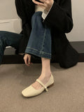 Gentle Wind Evening Shoes Shallow Mouth Square Head Thick Heels Grandma Shoes With Skirt Fairy Style Soft