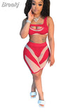 Shorts Sets Sleeveless Hollow Out Top Mesh Patchwork Shorts Sexy Slim Summer 2 Piece Sets Women Outfit Street