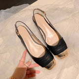 Women's Wedding Shoes Cross-tied Ankle Strap Sandals Gold Toe Mid Heels Dress Shoes Mixed Color Sandalias Mujer