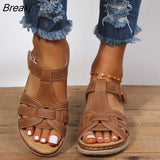 Women Wedge Sandals Summer Ladies Roman Sandals Open-toe Platform Flat Sandals for Woman Casual Outdoor Plus Size Beach