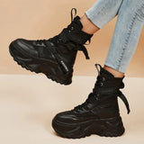 Black Chunky Platform Motorcycle Boots Women Fashion Thick Sole Vulcanize Shoes Woman Autumn Winter Ankle Botas Mujer