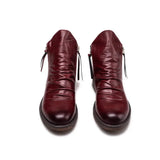 Men's PU Leather Chelsea Boots Fashion High-top Tassel Zip Shoes Spring Autumn Ankle Boots for Men Comfort Plus Size