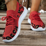Leopard Print Breathable Sneaker Women Comfort Non Slip Knitted Casual Falts Woman Lightweight Plus Size Walking