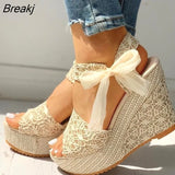 Women Fashion Summer Platform Wedge Sandals Ankle Strap Fish Mouth Espadrilles Sandals Sandalias Femininas Sandalen