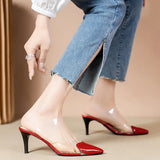 New Pointed Transparent Sexy Summer Slippers for Women 2023 Fashion Slim Heels Versatile Fashion Shoes for
