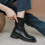 Women's Shoes White Ankle Boots Boots-Women Zipper Flat Heel Fashion Low 2023 Autumn Rock Rubber Leather Ladies Rome PU
