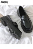 Womens Loafers Shoes Black Flats British Style Casual Female Sneakers Ladies' Footwear Shallow Mouth Loafers Soft Mules