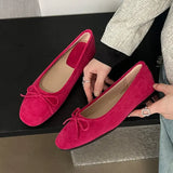 Women Gentle Bowknot Ballet Flat Shoes Korean Fashion Retro Elegant Round Toe Stiletto Pumps Autumn Dress Loafer Casual